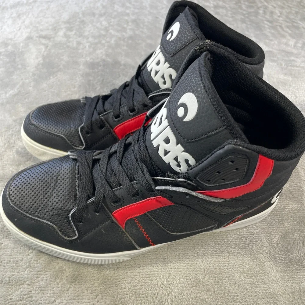 Osiris Clone High Top Skate Shoes Sneakers Mens 9.5 Black Red Streetwear Urban
